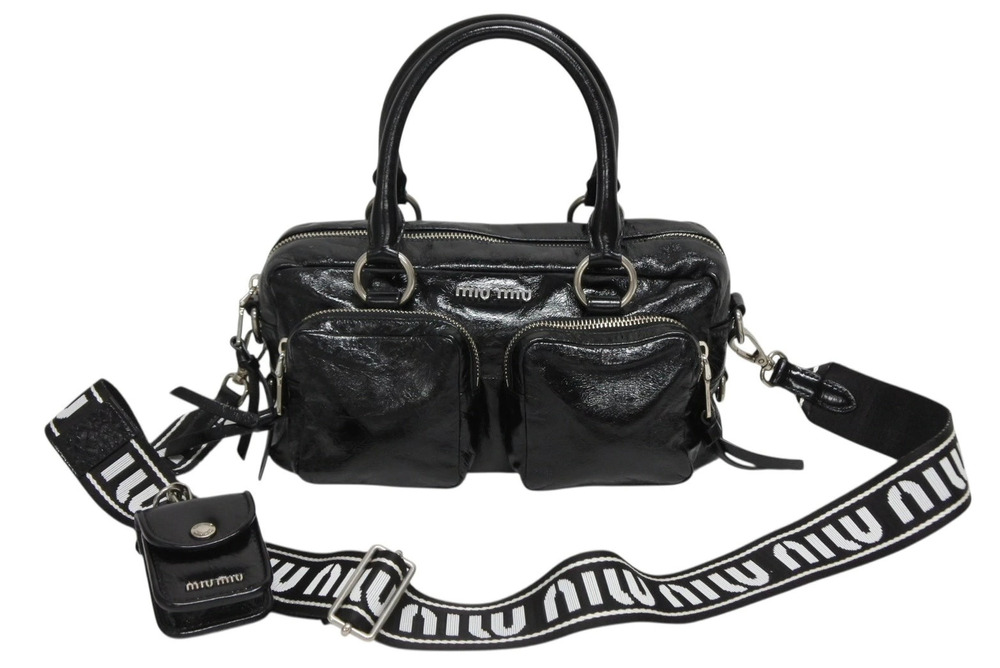 Miu Miu shoulder bag Handbag shiny leather black